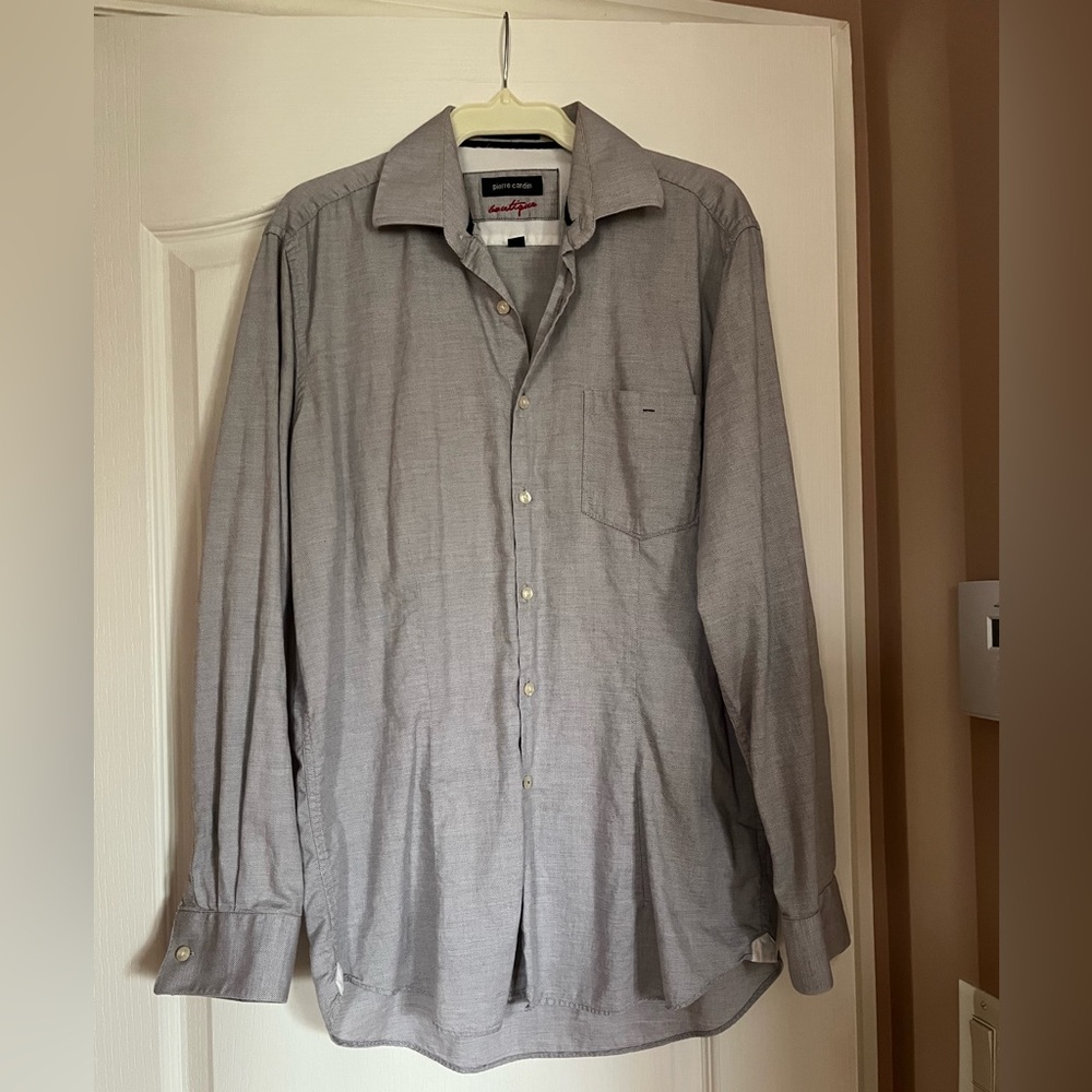 Pierre Cardin Gray Casual Button Down Shirt